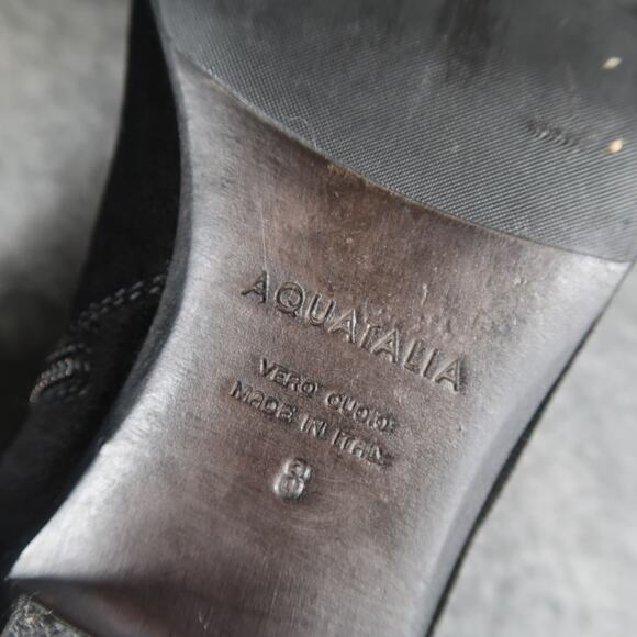 Aquatalia Shoes Womens 8 Booties Franca Ankle Boot Leather Almond Toe Black Zip - Picture 14 of 15